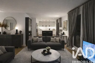 Living room; wood floor, natural light, modern style, high ceiling