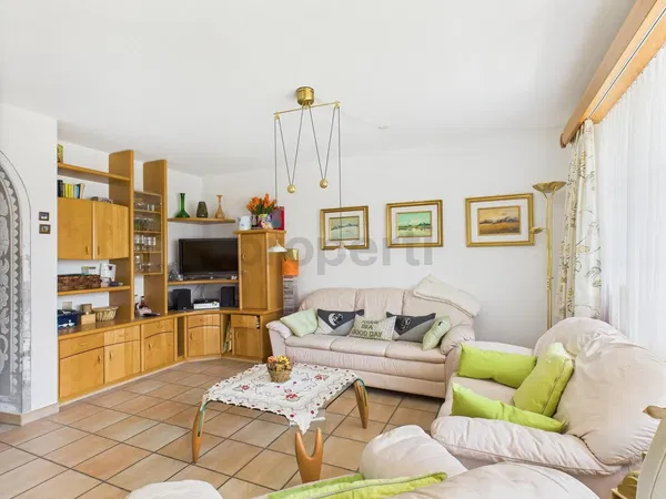 Salon; parquet, lumière naturelle, style moderne, hauteur sous plafond