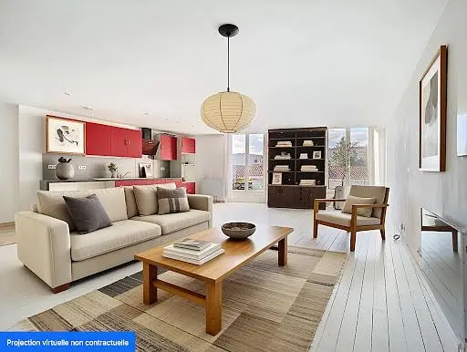 Sala de estar; chão de madeira, luz natural, estilo moderno, teto alto