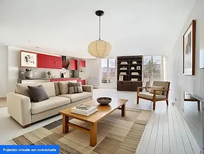 Sala de estar; chão de madeira, luz natural, estilo moderno, teto alto