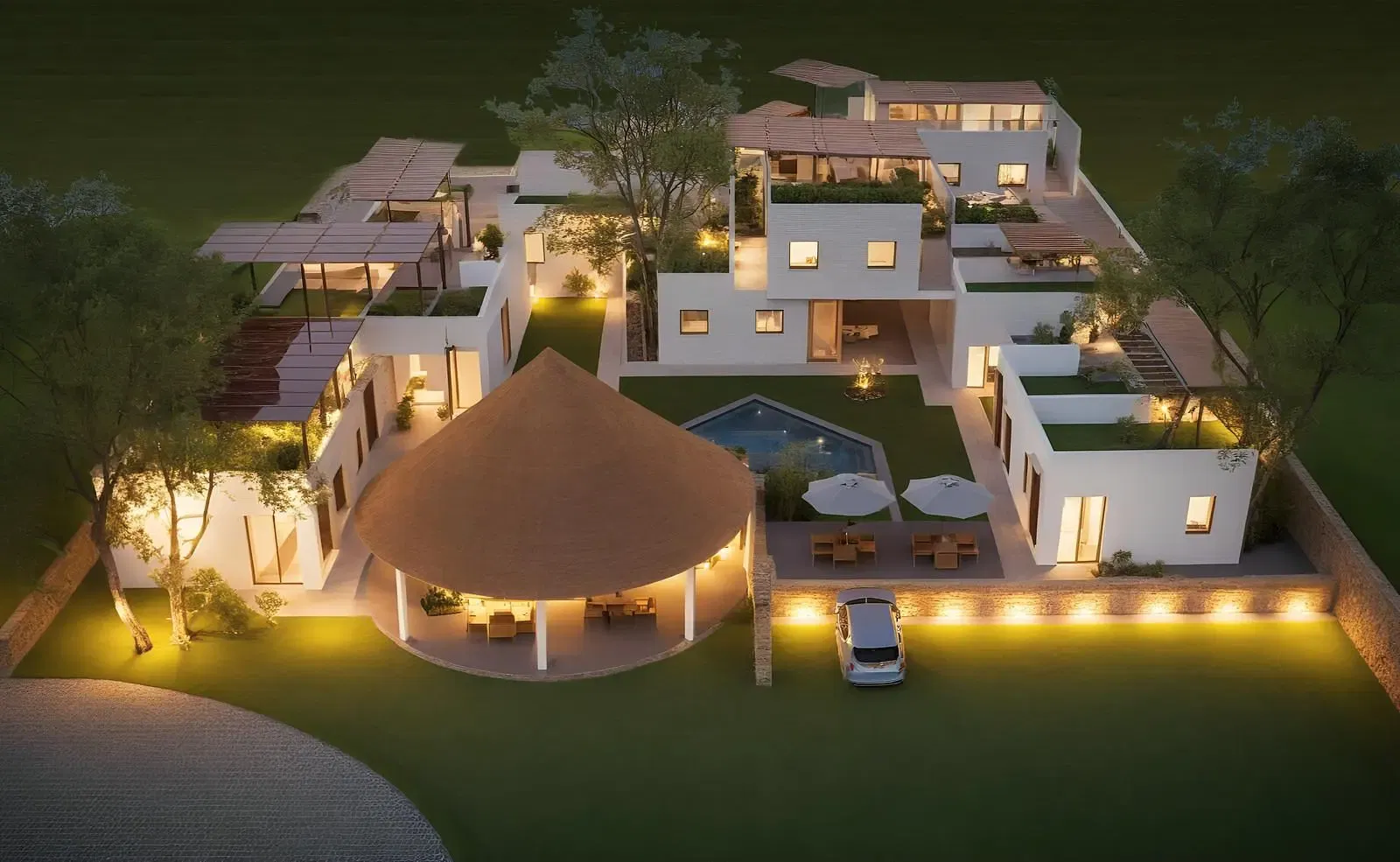 Living room; wood floor, natural light, modern style, high ceiling