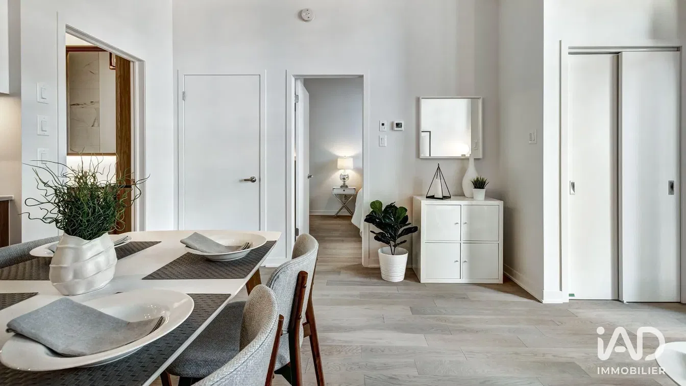 Kitchen; kitchen appliances, wood floor, natural light, modern style