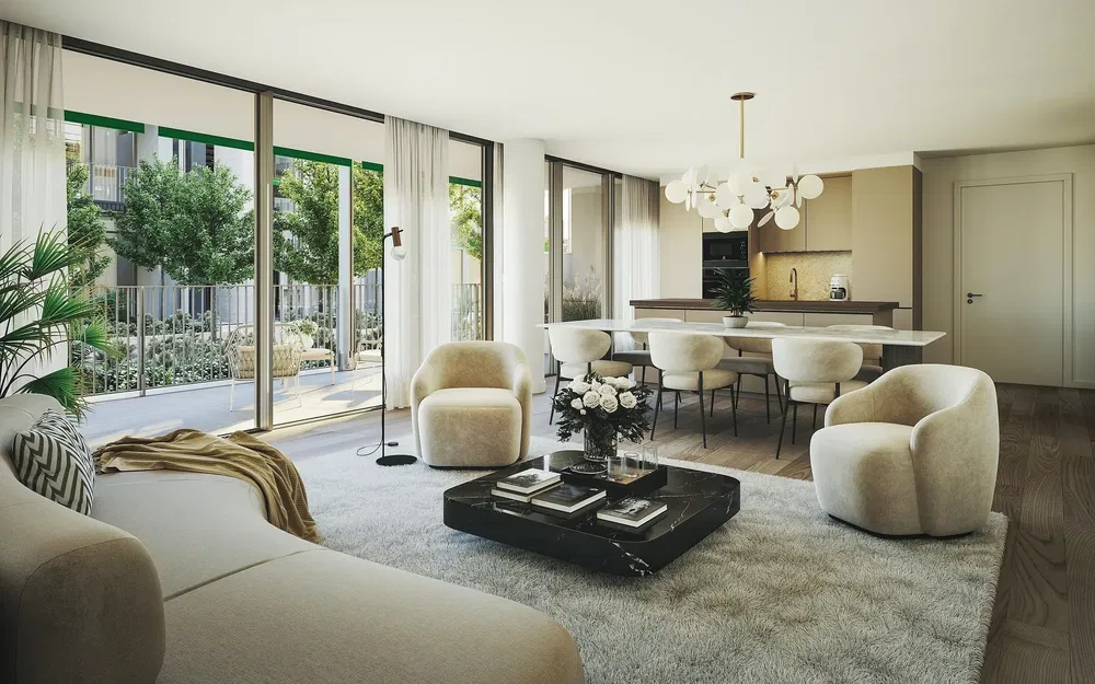 Cuisine; électroménager, parquet, lumière naturelle, style moderne