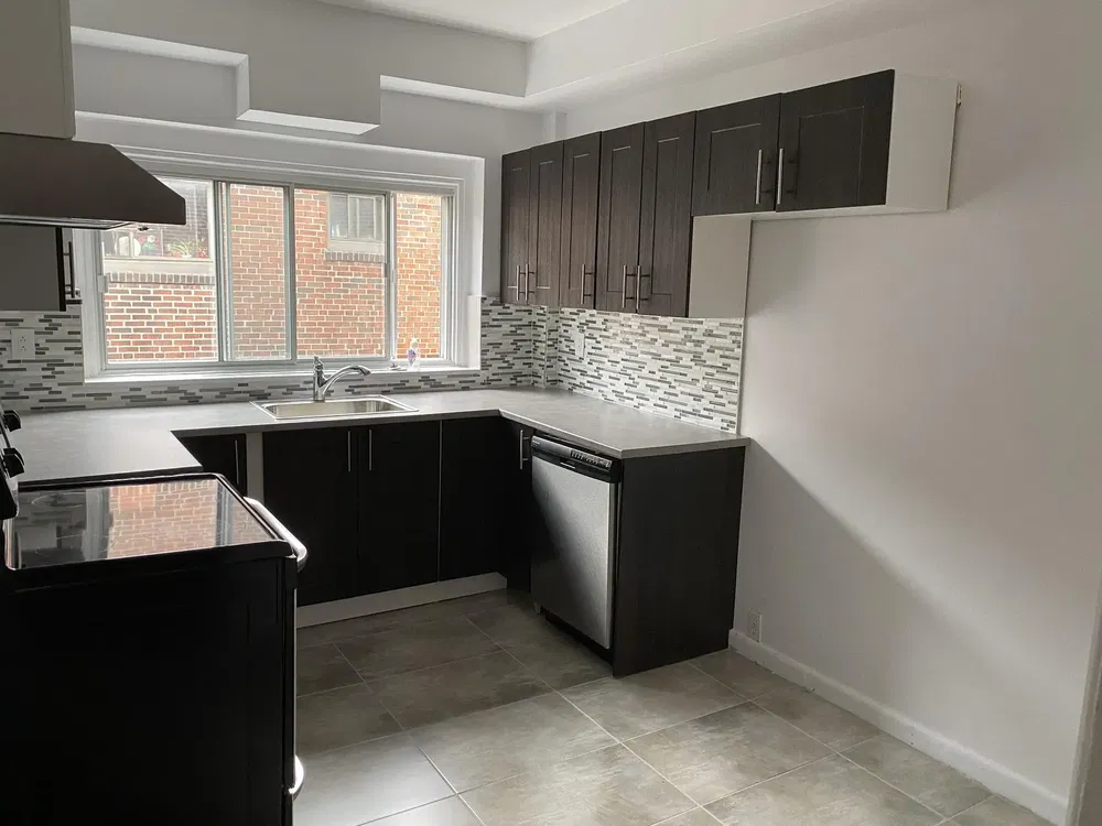 Kitchen; kitchen appliances, wood floor, natural light, modern style