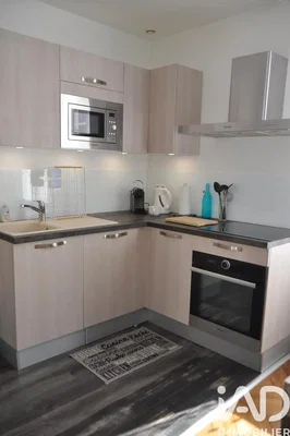 Cucina; elettrodomestici, pavimento in legno, luce naturale, stile moderno