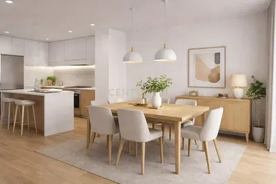 Küche; küchengeräte, holzboden, tageslicht, moderner stil