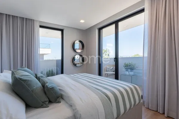 Kitchen; kitchen appliances, wood floor, natural light, modern style
