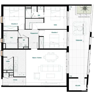 Кухиња; кухињски апарати, дрвени под, природно светло, модерни стил