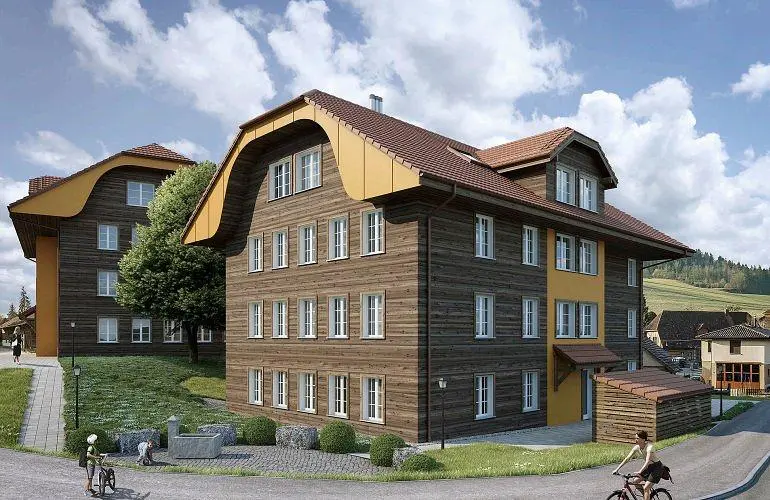 Küche; küchengeräte, holzboden, tageslicht, moderner stil