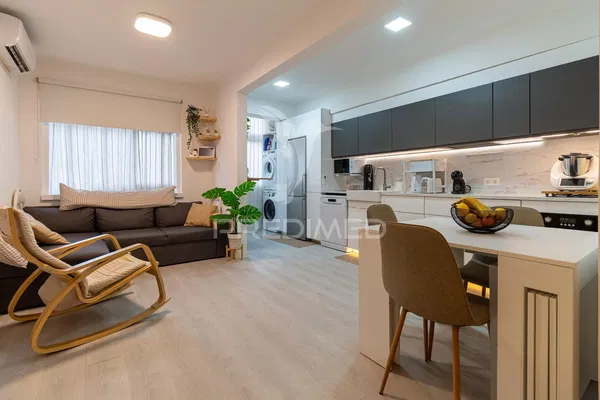 Kitchen; kitchen appliances, wood floor, natural light, modern style