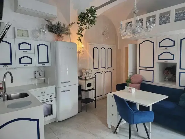 Kuchnia; sprzęt kuchenny, podłoga drewniana, światło dzienne, styl nowoczesny