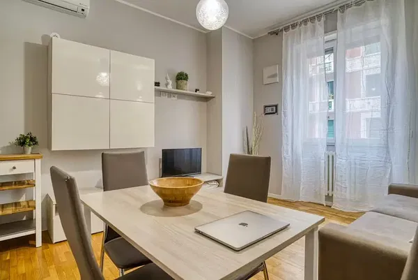 Kitchen; kitchen appliances, wood floor, natural light, modern style