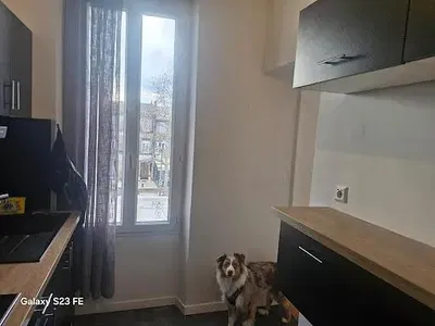 Cuisine; électroménager, parquet, lumière naturelle, style moderne