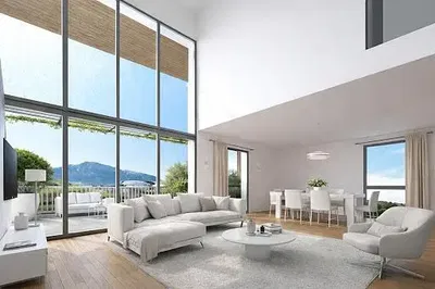 Cuisine; électroménager, carrelage, lumière naturelle, style moderne