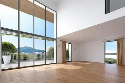 Cuisine; électroménager, parquet, lumière naturelle, style moderne