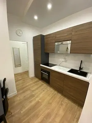 Cuisine; électroménager, parquet, lumière naturelle, style moderne