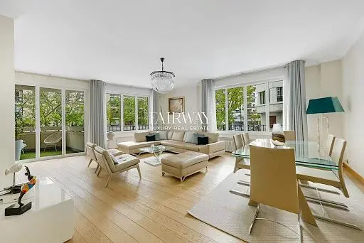 Kitchen; kitchen appliances, wood floor, natural light, modern style