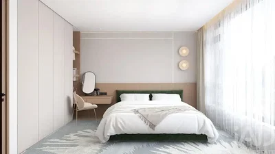 Kuchyně; kuchyňské spotřebiče, dřevěná podlaha, přirozené světlo, moderní styl