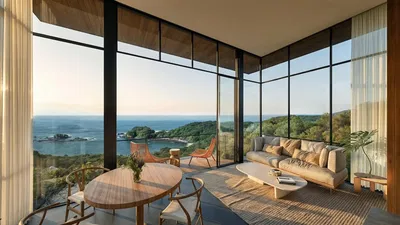 Wohnzimmer; holzboden, tageslicht, moderner stil, hohe decken