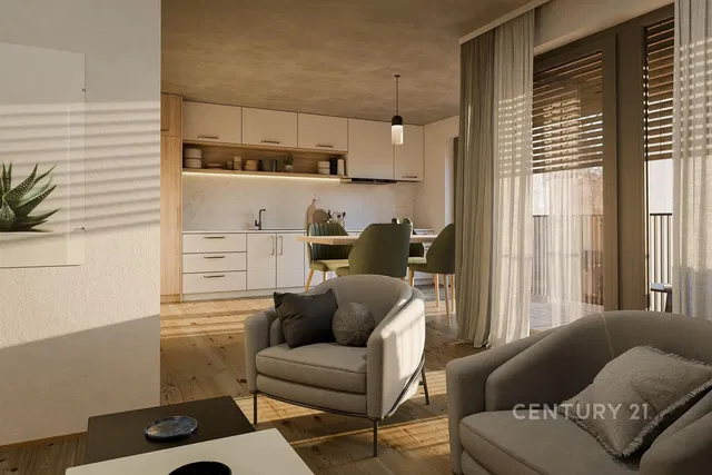 Cozinha; eletrodomésticos, chão de madeira, luz natural, estilo moderno