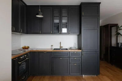 Cuisine; électroménager, parquet, lumière naturelle, style moderne