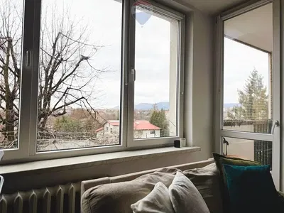 Kuchyně; kuchyňské spotřebiče, dřevěná podlaha, přirozené světlo, moderní styl