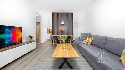 Kitchen; kitchen appliances, wood floor, natural light, modern style