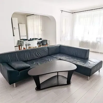 Kitchen; kitchen appliances, wood floor, natural light, modern style