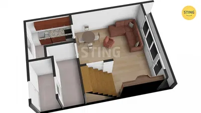 Living room; wood floor, natural light, modern style