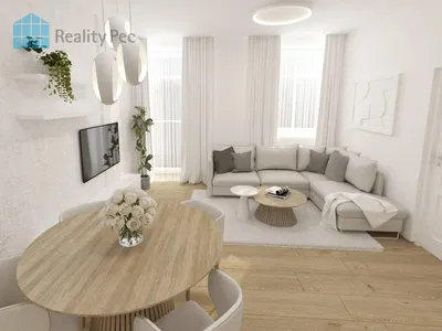 Sala de estar; chão de madeira, luz natural, estilo moderno