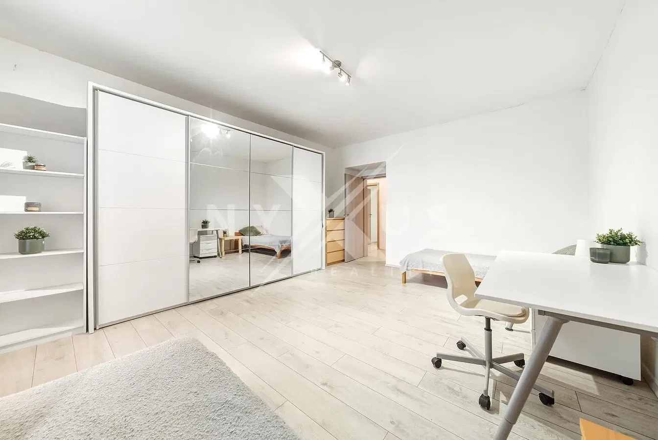 Kitchen; kitchen appliances, wood floor, natural light, modern style