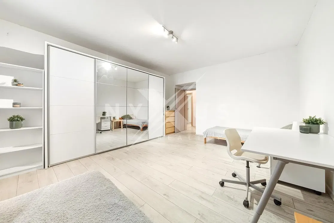 Kitchen; kitchen appliances, wood floor, natural light, modern style