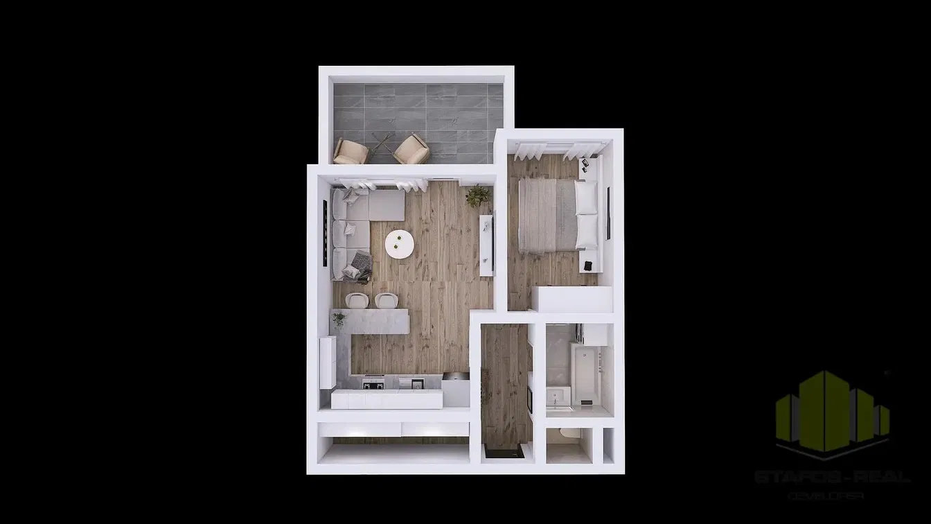 Хол; дървен под, естествена светлина, модерен стил