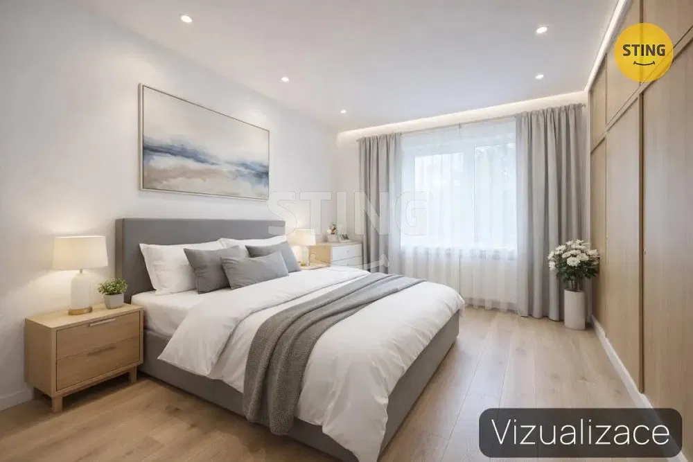 Obývací pokoj; dřevěná podlaha, přirozené světlo, moderní styl