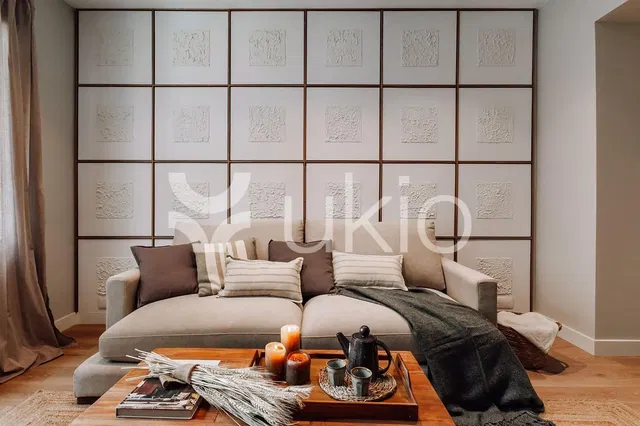 Salon; parquet, lumière naturelle, style moderne