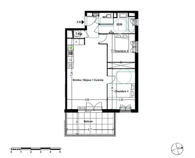 Küche; küchengeräte, fliesenboden, tageslicht, moderner stil