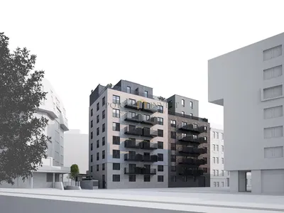 Keuken; keukenapparatuur, houten vloer, natuurlijk licht, moderne stijl