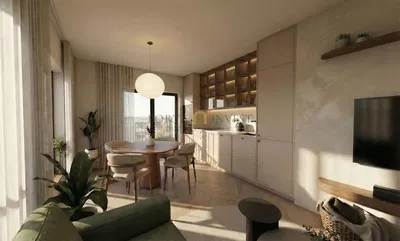 Keuken; keukenapparatuur, houten vloer, natuurlijk licht, moderne stijl