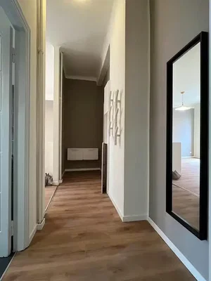 Küche; küchengeräte, holzboden, tageslicht, moderner stil