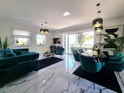 Kitchen; kitchen appliances, tile floor, natural light, modern style