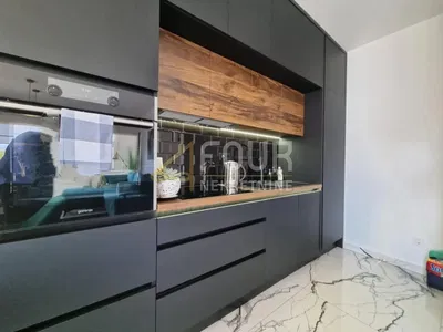 Kitchen; kitchen appliances, wood floor, natural light, modern style