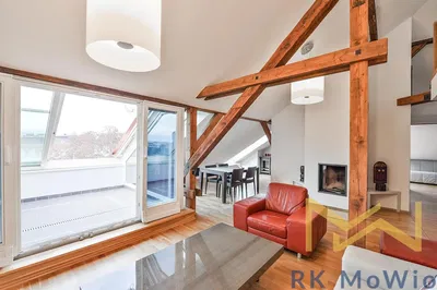 Kuchyně; kuchyňské spotřebiče, dřevěná podlaha, přirozené světlo, moderní styl