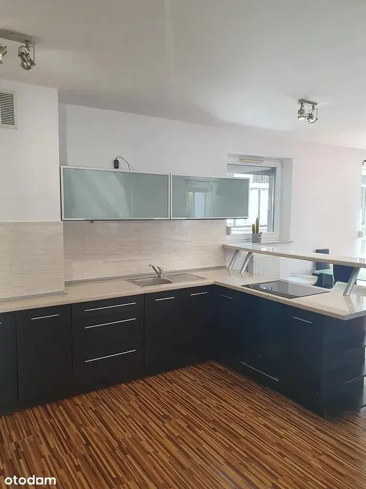 Cozinha; eletrodomésticos, chão de madeira, luz natural, estilo moderno