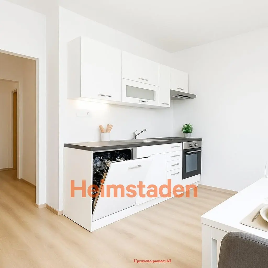 Kitchen; kitchen appliances, wood floor, natural light, modern style