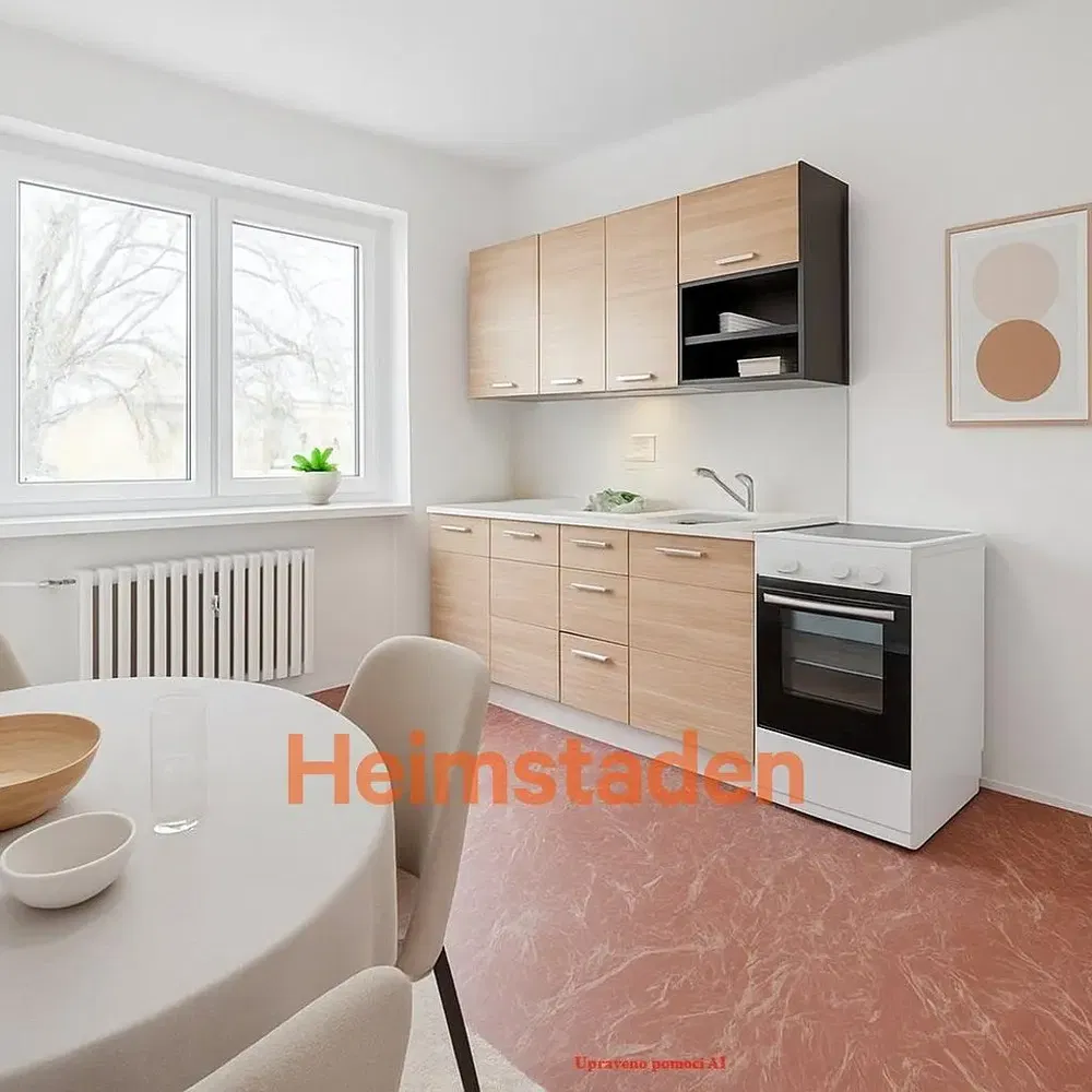 Kitchen; kitchen appliances, wood floor, natural light, modern style