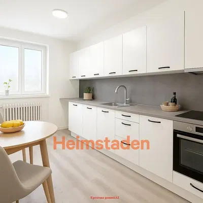 Kuchyňa; kuchynské spotrebiče, drevená podlaha, prirodzené svetlo, moderný štýl