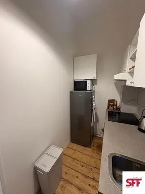 Kitchen; kitchen appliances, wood floor, natural light, modern style