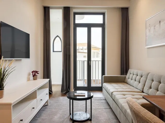 Kitchen; kitchen appliances, wood floor, natural light, modern style