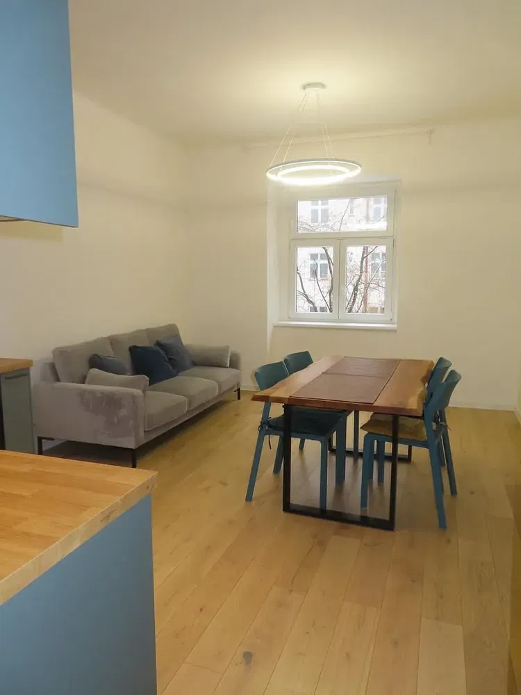 Living room; wood floor, natural light, modern style