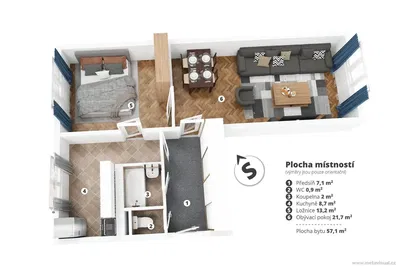 Obývací pokoj; dřevěná podlaha, přirozené světlo, moderní styl